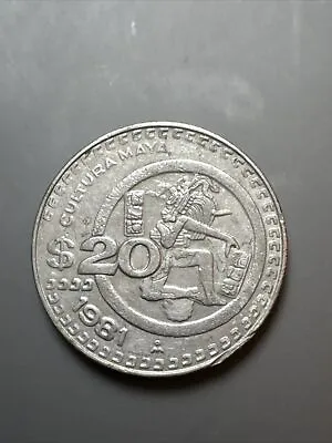 1981 Mexico 20 Pesos Coin Culture Maya Commemorative KM#486 Letter Edge • $2.49