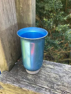 Aluminum Vintage Drinking Glass With Rare Base In Blue • $3.99