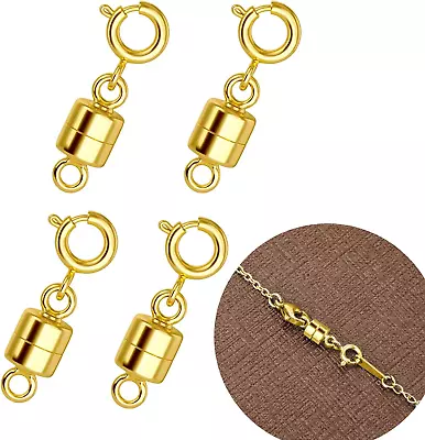 4Pcs Magnetic Necklace Clasps And Closures 18K Gold Plated Bracelet Converters  • $10.95