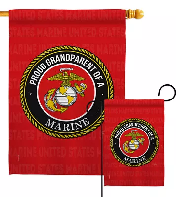 Proud Grandparent Marines Garden Flag Marine Corps Armed Forces House Banner • $20.95