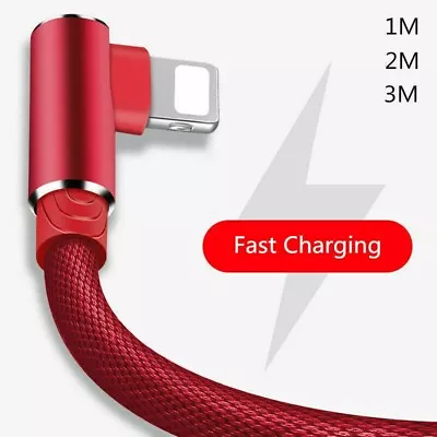 Heavy Duty Lead For IPhone IPad 90° Degree USB Data Fast Charging Charger Cable • £4.99