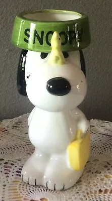 1966 United Features Syn.  Peanuts Snoopy Woodstock Ceramic Planter Vase 7.5” • $37.50