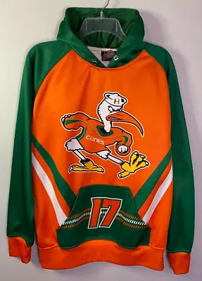 Miami Hurricanes HOODIE Green Orange LARGE Pullover Pocket Sebastian LRSA Canes • $25