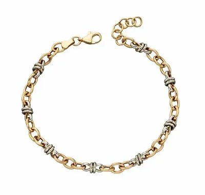 Multi Gold Link Bracelet (19cm) By Elements Gold 9ct Yellow And White Gold • £599.99