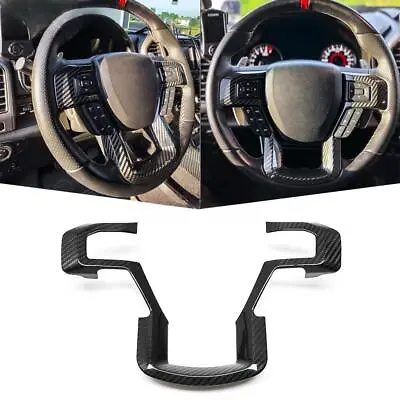 Carbon Fiber Steering Wheel Bezel Trim For Ford F-150 F250 F350 Raptor Lariat • $172.92