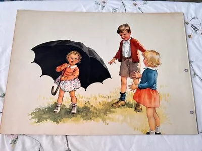 Vintage Dick And Jane Extra Large Print Heavy Weight Paper 18.L X 13.H Umbrella • £17.36