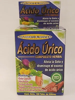 $17.45 • Buy Acido Urico Uric Acid Alivia La Gota Y Disminuye El Exceso De Acido 100 Tabletas