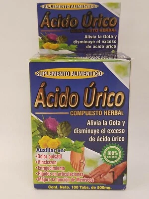$18.45 • Buy Acido Urico Uric Acid Alivia La Gota Y Disminuye El Exceso De Acido 100 Tabletas