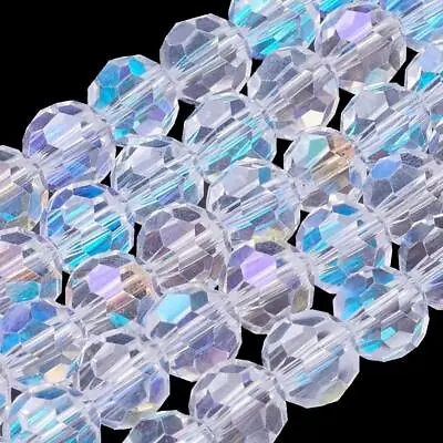 FACETED ROUND CRYSTAL GLASS BEADS 4mm 6mm 8mm COLOUR CHOICE • £2.89