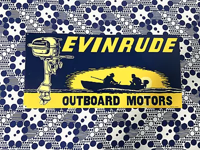 RARE 1950's Original Vintage EVINRUDE OUTBOARD MOTORS Embossed Metal Sign 20x9.5 • $299.99