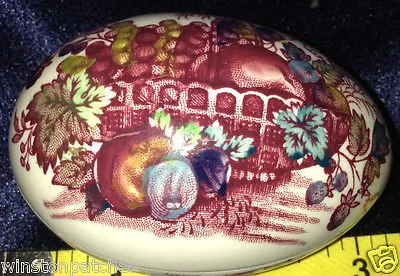 Masons Fruit Basket Red Multicolor Small Egg Shaped Trinket Box 3  Fruit • $33.24