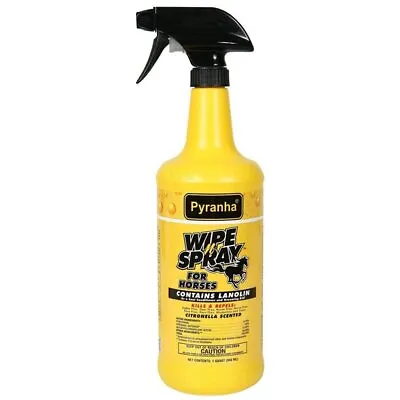 $31.99 • Buy Pyranha Wipe N Spray Repel Flies Protection For Horses 32oz