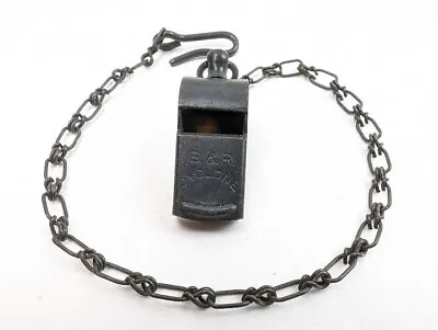 Vintage Brass Military Police Trench Whistle B&R CYCLONE Cork Ball + Metal Chain • $22