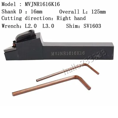 MVJNR 1616K16(16mm×125mm) External Turning Tool Holder For VNMG160408 Inserts • $10.26