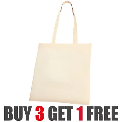 £5.99 • Buy 100% Premium Cotton Canvas Shopping Bag Shoulder Tote Shopper Bags Reusable Lot
