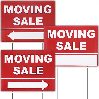 3 Pack Moving Sign Kit 12 X 16 Inch Double Sided Yard Signs With Stakes Corru... • $25.06