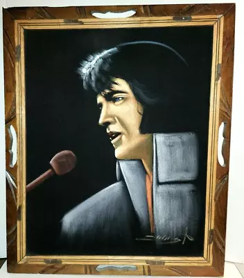 Vintage ELVIS PRESLEY Velvet Painting 23 1/4  X 19 1/4  LOCAL PICK UP ONLY • $75