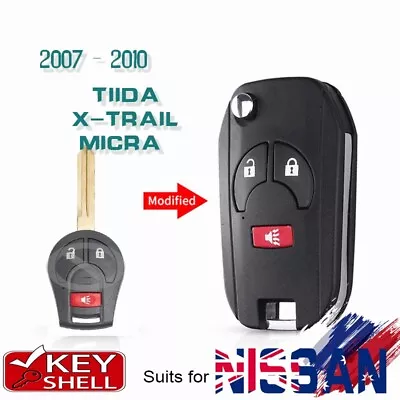 Upgarde Flip Remote Key Shell Case Fob 3B For Nissan Tiida X-Trail Micra K12 T31 • $14.01