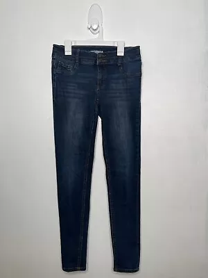 Mudd Jeans Mid Rise Skinny Jean Leggings Girls Size 16 Dark Wash Stretch Denim • $8.04
