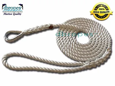 $42 • Buy 3 Strand Mooring Pendant 100% Nylon Rope 1/2 In X 10 Ft With Thimble TS 6400 Lbs
