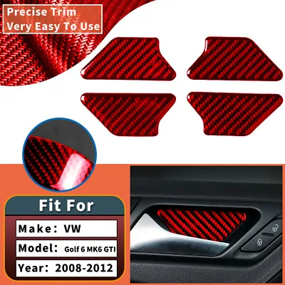 4PCS Red Door Bowl Decal Carbon Fiber Sticker Trim For VW Golf 6 MK6 GTI 08-12 • $12.22