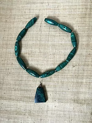 Vintage Malachite Beads & Pendant. • $8