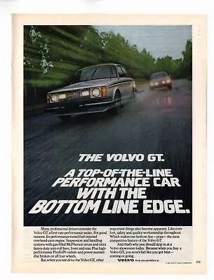 1980 Volvo GT Pirelli P6 Vintage Print Ad Wet Road 1980s • $5.11