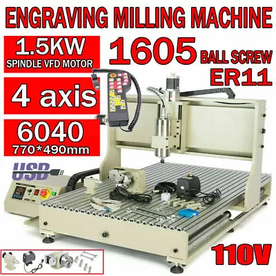 USB 4Axis 1500W VFD CNC 6040 Router Engraver Engraving Drill Carving Machine+RC. • $1730