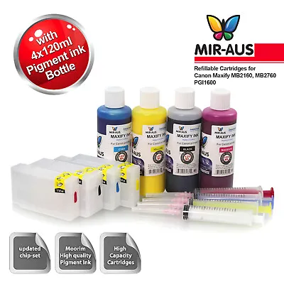 Refillable Ink Cartridge For Canon Maxify MB2160 MB2760 PGI-1600 Refill Pigment • $172