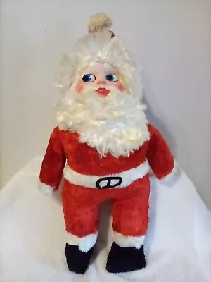 Vintage Christmas Plush Stuffed Plastic Face Santa Doll • $42.50