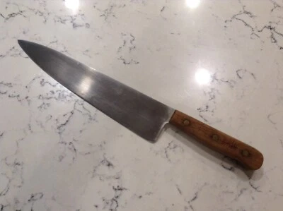 $19.99 • Buy Vtg Chicago Cutlery 44S 10  Large Chef Knife Wood Handle Brass Rivets Full Tang