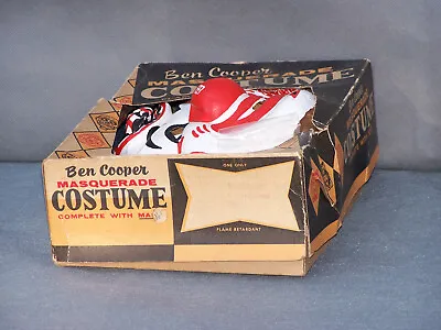 Vintage 1950's Halloween Costume With Plastic Mask Sparky Clown Ben Cooper USA • $39.99