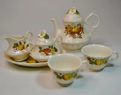 Vintage Lot Metlox Vernon Ware Fruit Basket  Teapot Sugar Creamer Cups Tray • $39.95