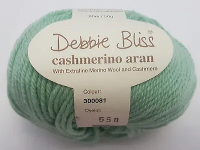 9 X Balls Debbie Bliss Cashmerino Aran Yarn 50gr10ply Colour Light Green 3000081 • $85