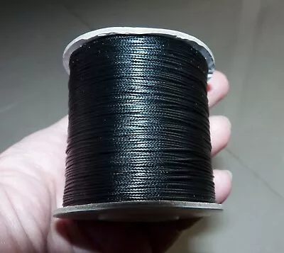 £5.99 • Buy 0.5 Mm Black Wax Cotton Cord  Macrame Cord String Jewellery Bracelet Necklace 