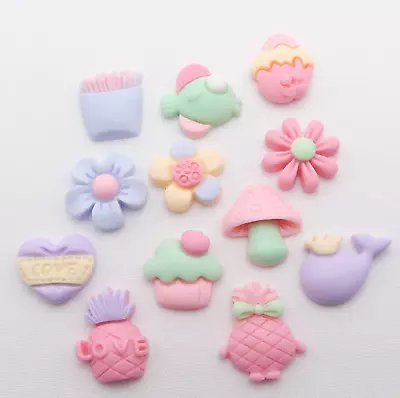 12 Kawaii Style Mixed Cabochon Embellishments Pastel Kawaii • £3.60