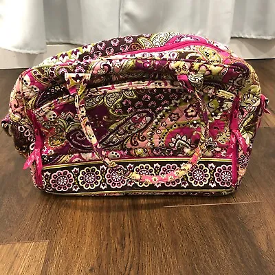 Vera Bradley Paisley Satchel Purse Bag Handbag Carry On Pink READ DESCRIPTION • $15