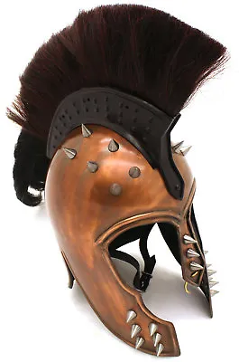 Medieval Warrior Brand 20G Steel Punk Trojan Helmet W/ Ponytail & Leather Liner • $64.99