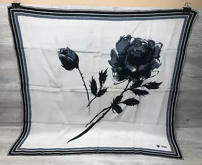 Vintage Vera Neumann Scarf Black & White Floral - LADYBUG - NO COPYRIGHT SYMBOL • $32