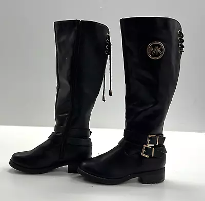 Michael Kors Women's Black Leather Round Toe Knee High Riding Boots Size 7 • $22.99