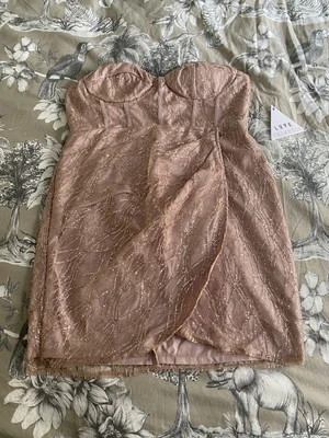 £0.99 • Buy Love Triangle Pink Glittery Corset Detail Mini Bandeau Dress