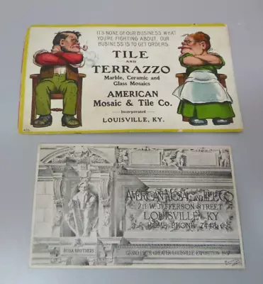 C1910 American Mosaic & Tile Company Ink Blotter+Trade Card Louisville Kentucky • $9.99