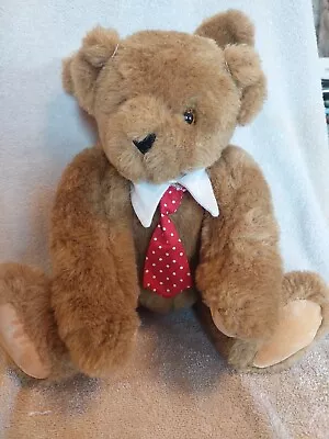 Vermont Teddy Bear Company Brown Fully Jointed 16  Bear W/ Necktie And Bull Mask • $8.99