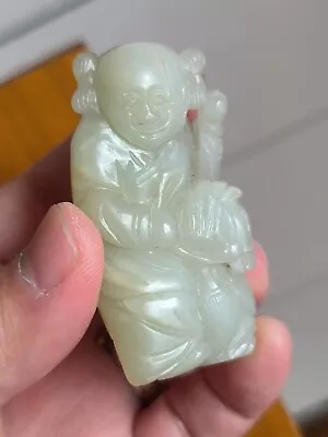 18th Century Antique Chinese Jade Carving Of A Boy Riding A Horse RARE • £2500