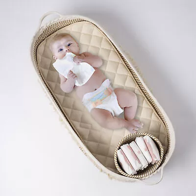 Baby Changing Basket Baby Dresser Moses Basket Cotton Rope W/ Mattress Pad Brown • $65.95