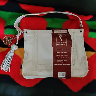 White Leather FORTUNA VALENTINO Handbag Purse Pocketbook Bag • $99.99