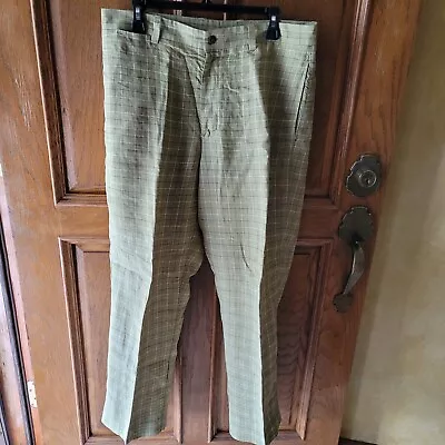 Henry Cottons Mens Green Plaid Pants Size 34x29 • $19.99