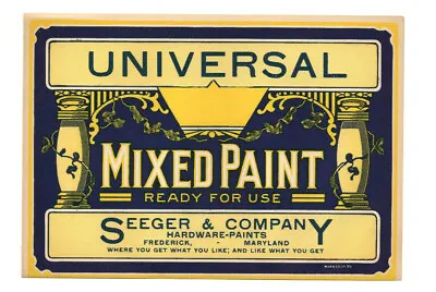 Original Vintage 1920s Paint Can Label Seeger Hardware Frederick MD. • $6