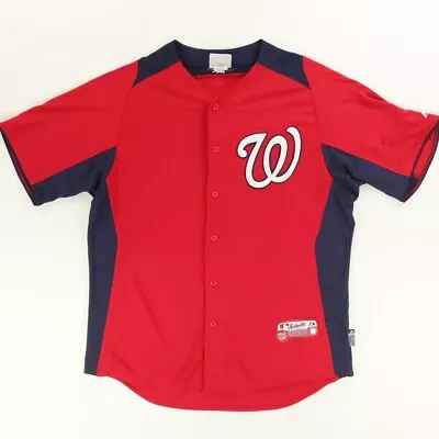 Majestic Washington Nationals CoolBase Colorblock Jersey Red Men's XL • $24.99