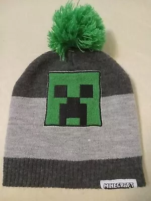 Minecraft Gray/Green Cuffed Beanie With Pom Youth Osfm • $9.99